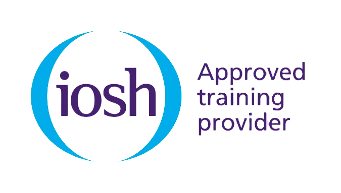 IOSH Approved Training Provider logo with blue curve and purple text.